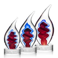 Trilogy Clear Flame Glass Trophy - Art Glass Trophies