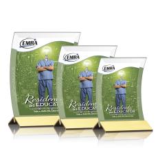 Zavala Full Color Gold Rectangle Crystal Trophy - Crystal Trophies