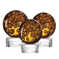 Freeman on Half Round Base Clear Globe Glass Trophy - Art Glass Trophies