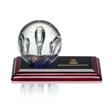 Maurer Globe on Rosewood Base Glass Trophy - Art Glass Trophies