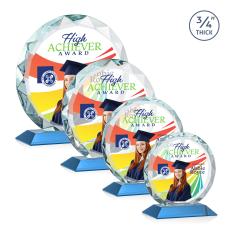 Clarke Full Color Sky Blue Circle Crystal Trophy - Crystal Trophies