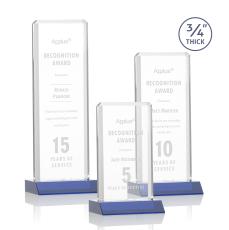 Stubbs Blue Rectangle Crystal Trophy - Crystal Trophies