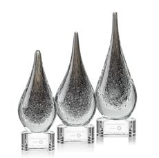 Dejesus on Half Round Base Clear Tear Drop Glass Trophy - Glass Trophies