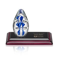 Cordova Tear Drop on Rosewood Base Glass Trophy - Art Glass Trophies