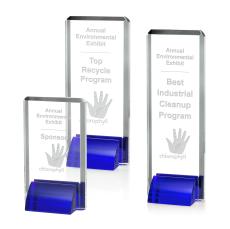 Barraza Blue Rectangle Crystal Trophy - Crystal Trophies