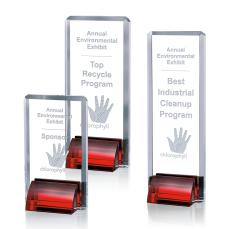 Barraza Red Rectangle Crystal Trophy - Crystal Trophies