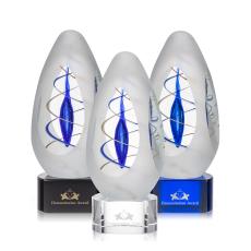 Dugan Tear Drop on Half Round Base Glass Trophy - Glass Trophies