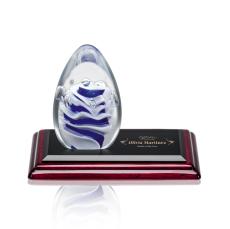Simons Tear Drop on Wood Base Glass Trophy - Art Glass Trophies