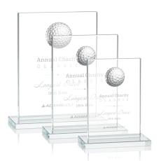 Carson Golf Clear Rectangle Crystal Trophy - Trophies