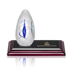 Dugan Tear Drop on Rosewood Base Glass Trophy - Glass Trophies