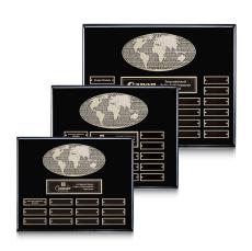 World (Horiz) Perpetual - Black Finish - Wall Plaque Awards