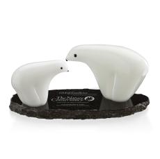 Polar Bear Mother/Daughter Animals Glass Trophy - Glass Trophies