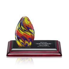 Downs Tear Drop on Wood Base Glass Trophy - Glass Trophies
