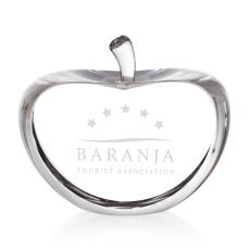 Clear Apple w/ Flat Front & Back - Crystal Paperweights
