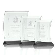 Zavala Jade/Black Crescent Glass Trophy - Employee Awards