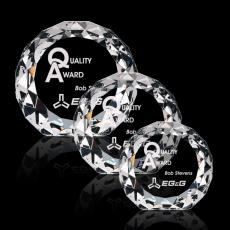 Diamond Cut Circle Crystal Trophy - Crystal Trophies