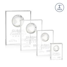 Stewart Globe Rectangle Crystal Trophy - Crystal Globe Awards