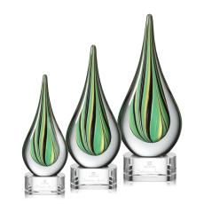 Mendoza Clear Base Tear Drop Glass Trophy - Art Glass Trophies