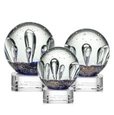 Maurer on Half Round Base Clear Globe Glass Trophy - Glass Trophies