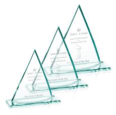 Curved Bloom Jade Pyramid Glass Trophy - Glass Trophies