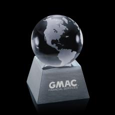 Globe on Aluminum Base - Crystal Paperweights