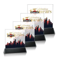 Holliday Square Full Color Black Square / Cube Crystal Trophy - Custom Trophies
