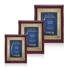 Jiang Meredith Plaque - Rosewood/Blue - Wall Plaque Awards