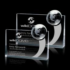 McIntyre Globe Rectangle Crystal Trophy - Crystal Trophies