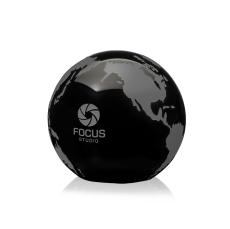 Globe with Frosted Land - Black - Crystal Trophies