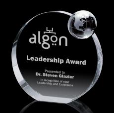 Godinez Globe Circle Crystal Trophy - Crystal Trophies