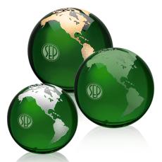 Globe Paperweight - Green - Glass Trophies