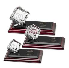 Potter Square / Cube on Wood Crystal Trophy - Eco-Friendly Trophies