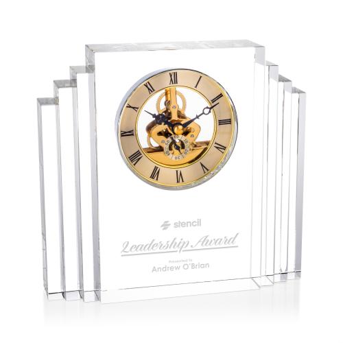 Awards and Plaques - Crystal Trophies - Crystal Clocks - Sweeney Clock - Gold