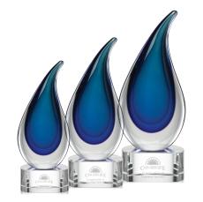 Bridges on Half Round Base Clear Flame Glass Trophy - Glass Trophies