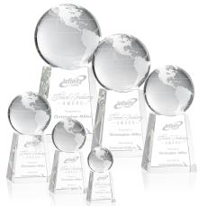 Globe Globe on Tall Base Crystal Trophy - Crystal Globe Awards