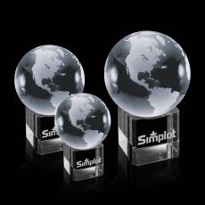 Globe On Cube Globe Crystal Trophy - Crystal Globe Awards