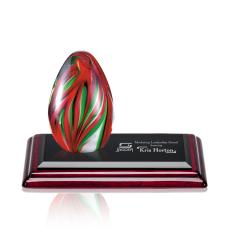 Marquez Tear Drop on Wood Base Glass Trophy - Art Glass Trophies