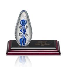 Sampson Tear Drop on Rosewood Base Glass Trophy - Art Glass Trophies