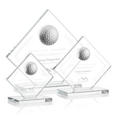Humphrey Golf Clear Globe Crystal Trophy - Crystal Golf Trophies