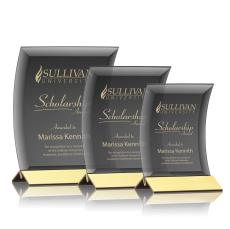 Zavala Black/Gold Crescent Crystal Trophy - Crystal Trophies