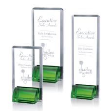 Barraza Green Rectangle Crystal Trophy - Crystal Trophies