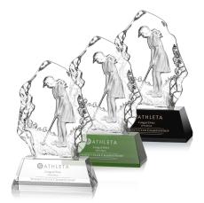 Angel Female Golfer Crystal Trophy - Crystal Golf Trophies
