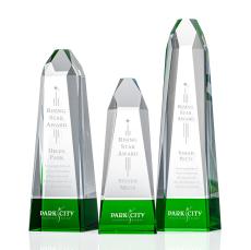 Billings Green Obelisk Crystal Trophy - Crystal Trophies