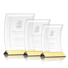 Zavala Gold Rectangle Crystal Trophy - Crystal Trophies