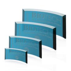 Crescent Teal Crescent Glass Trophy - Glass Trophies