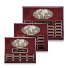 World (Horiz) Perpetual - Rosewood Finish - Wall Plaque Awards