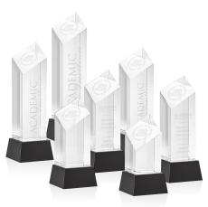 Knight on Base Black Towers Crystal Trophy - Crystal Trophies