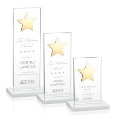 Zuniga Star White/Gold Rectangle Crystal Trophy - Trophies