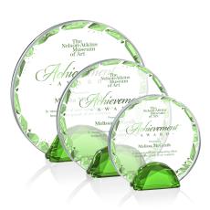 Duffy Full Color Green Circle Crystal Trophy - Diamond Trophies