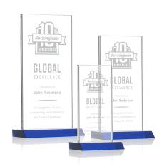 Stanley Blue Rectangle Crystal Trophy - Crystal Trophies